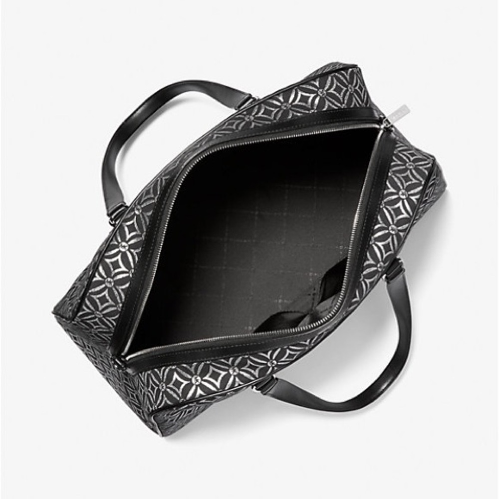 Michael Kors Jet Set Travel Extra-Large Metallic Logo Jacquard Weekender - Picture 2 of 4